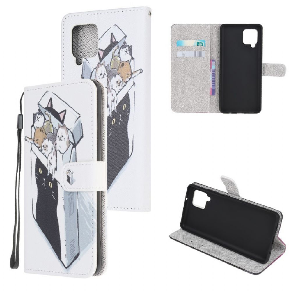 Folio-hoesje voor Samsung Galaxy M32 Met Ketting Thong Katten Levering