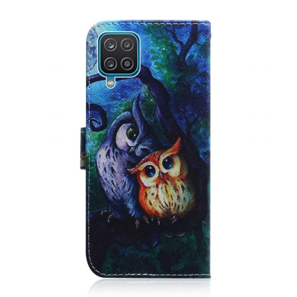 Folio-hoesje voor Samsung Galaxy M32 Uilen Schilderen