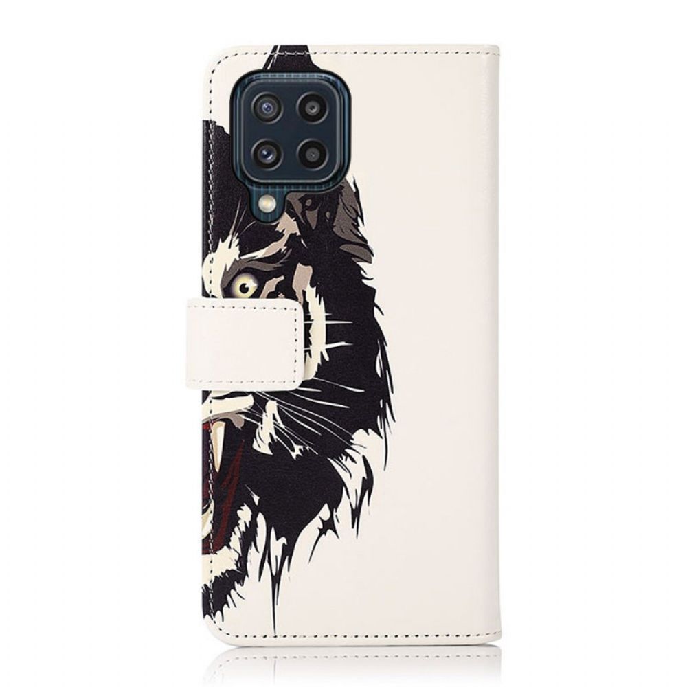 Leren Hoesje voor Samsung Galaxy M32 Felle Tijger