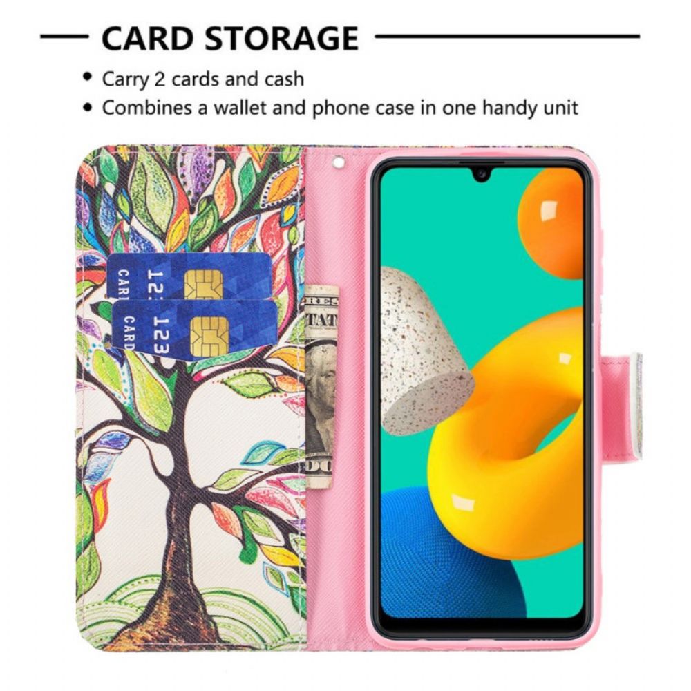 Leren Hoesje voor Samsung Galaxy M32 Gekleurde Boom