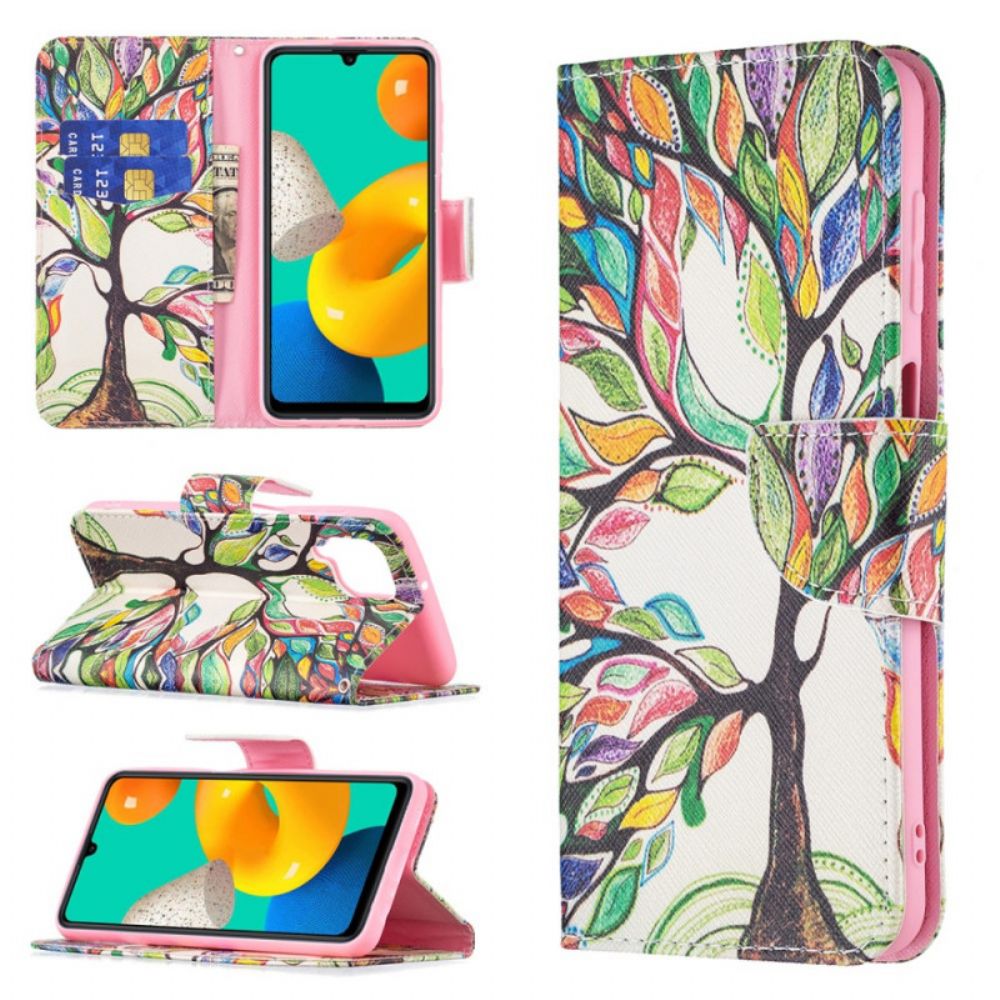 Leren Hoesje voor Samsung Galaxy M32 Gekleurde Boom