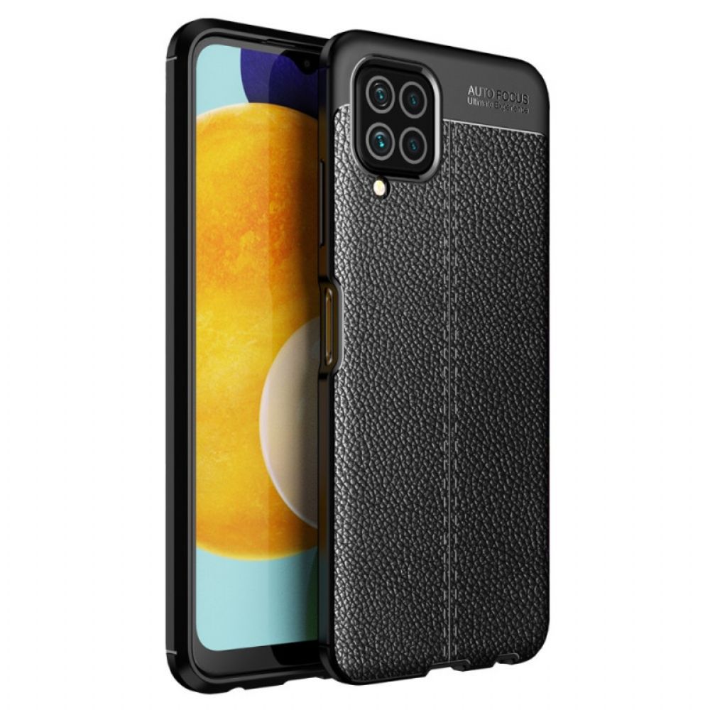 Telefoonhoesje voor Samsung Galaxy M32 Dubbele Lijn Litchi Leder Effect