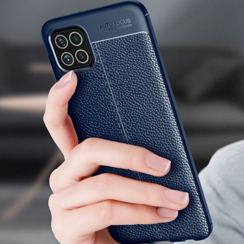 Telefoonhoesje voor Samsung Galaxy M32 Dubbele Lijn Litchi Leder Effect
