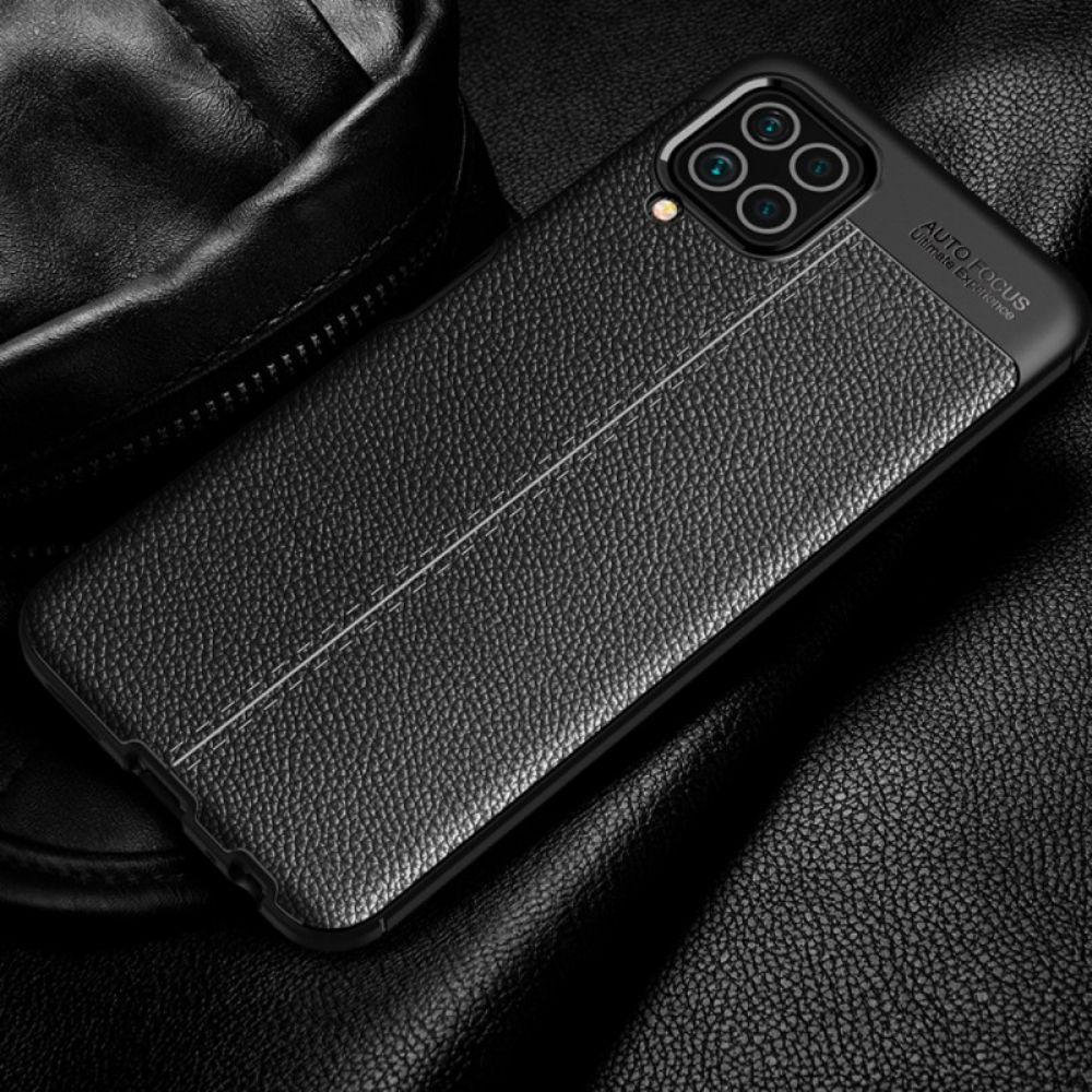 Telefoonhoesje voor Samsung Galaxy M32 Dubbele Lijn Litchi Leder Effect