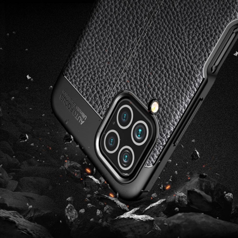 Telefoonhoesje voor Samsung Galaxy M32 Dubbele Lijn Litchi Leder Effect