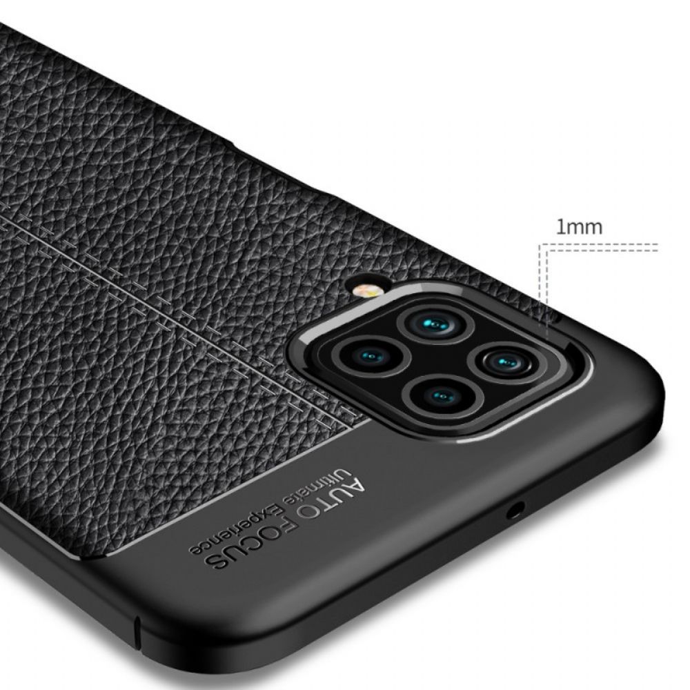 Telefoonhoesje voor Samsung Galaxy M32 Dubbele Lijn Litchi Leder Effect