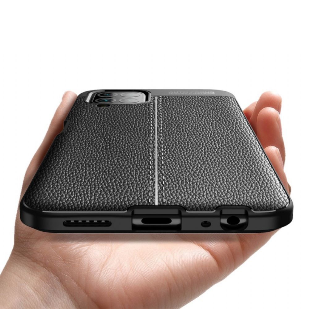 Telefoonhoesje voor Samsung Galaxy M32 Dubbele Lijn Litchi Leder Effect