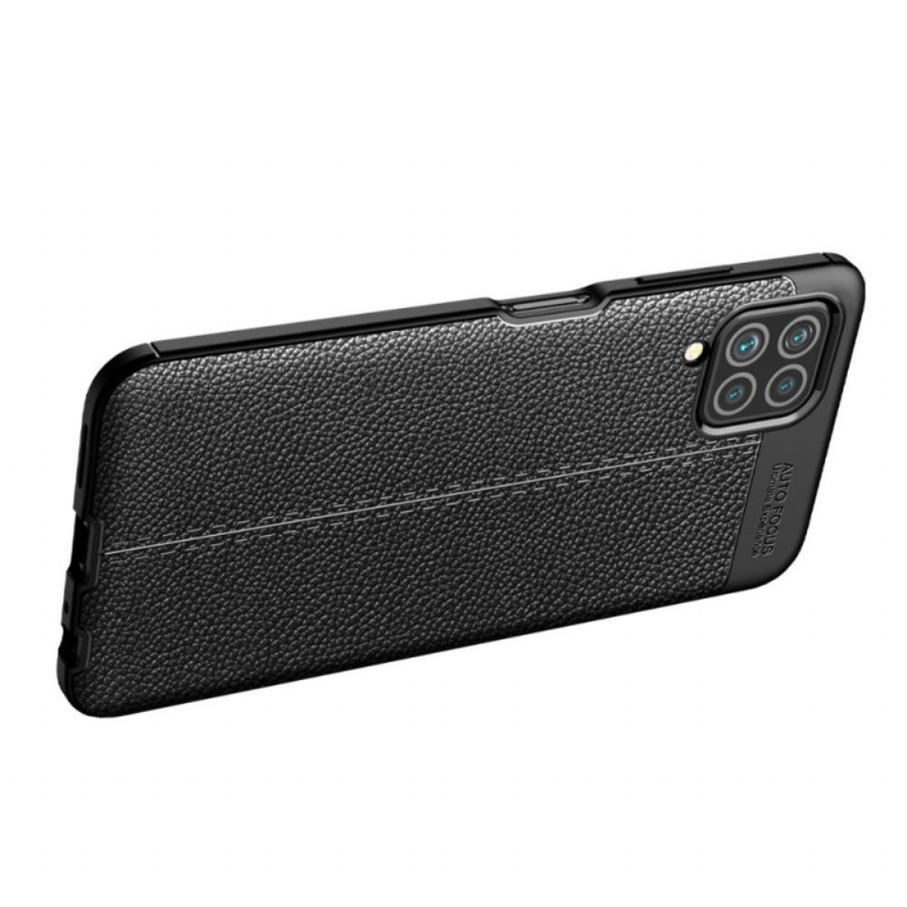 Telefoonhoesje voor Samsung Galaxy M32 Dubbele Lijn Litchi Leder Effect