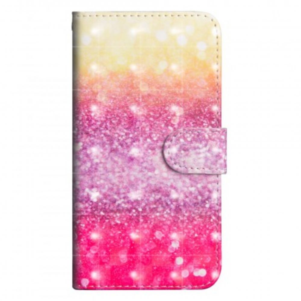 Leren Hoesje voor Samsung Galaxy J4 Plus Magenta Glitterverloop