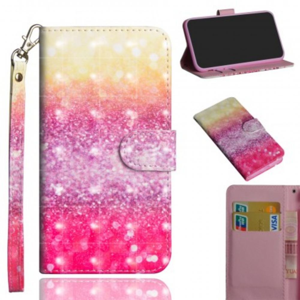 Leren Hoesje voor Samsung Galaxy J4 Plus Magenta Glitterverloop