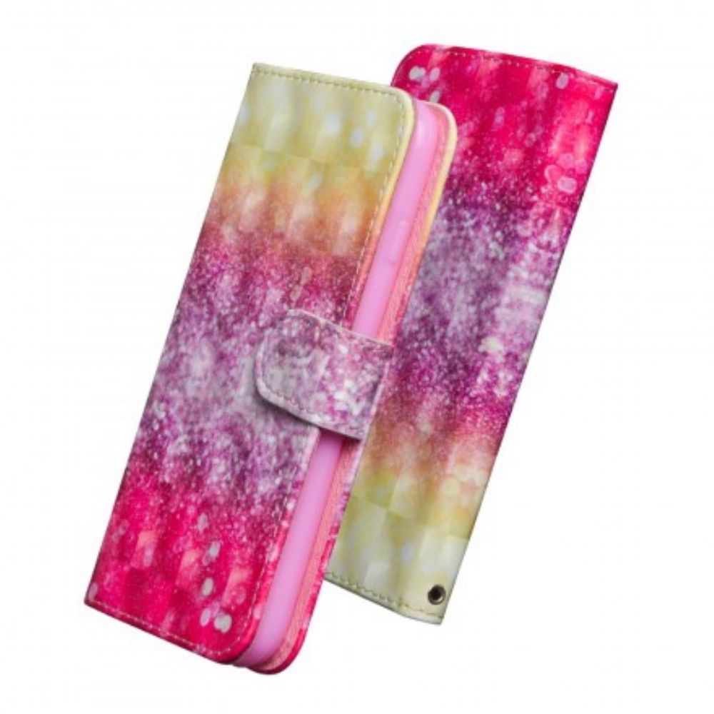 Leren Hoesje voor Samsung Galaxy J4 Plus Magenta Glitterverloop