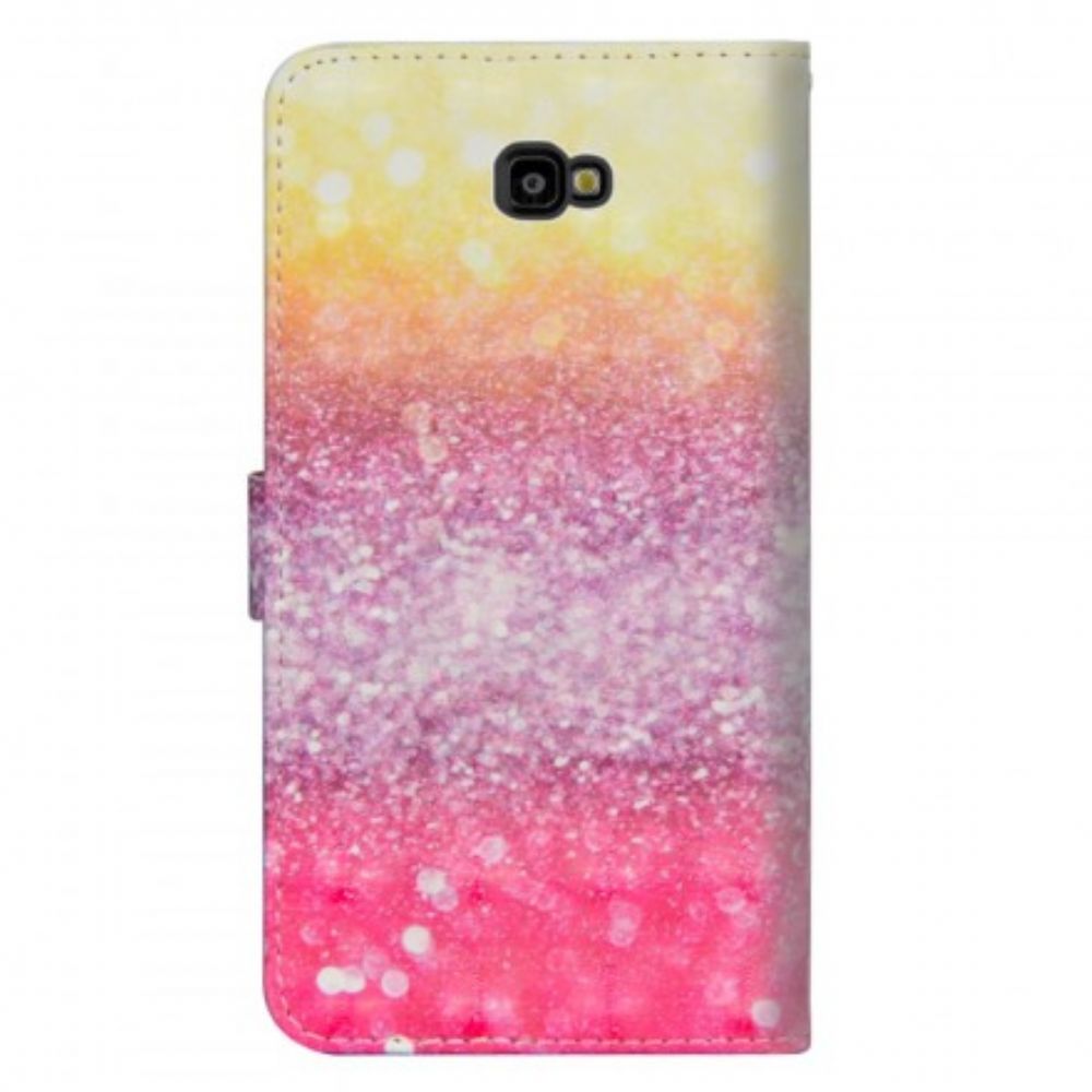 Leren Hoesje voor Samsung Galaxy J4 Plus Magenta Glitterverloop