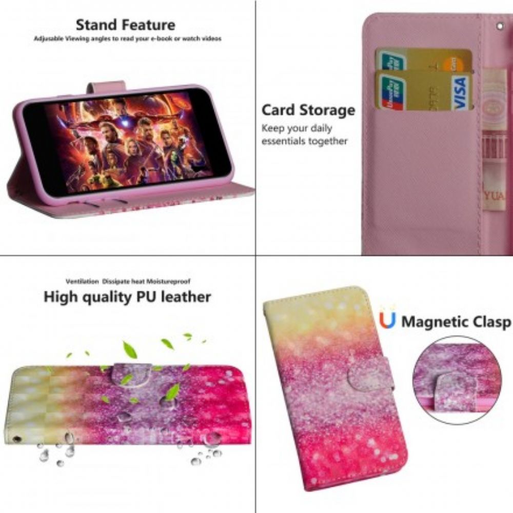 Leren Hoesje voor Samsung Galaxy J4 Plus Magenta Glitterverloop