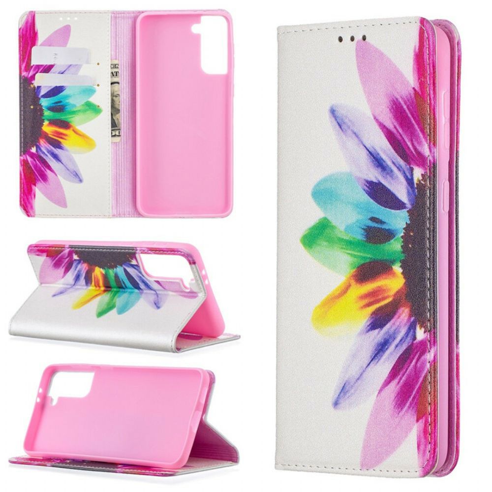 Bescherming Hoesje voor Samsung Galaxy S21 Plus 5G Folio-hoesje Aquarel Bloem
