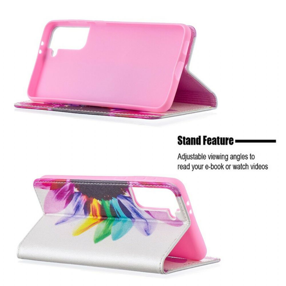 Bescherming Hoesje voor Samsung Galaxy S21 Plus 5G Folio-hoesje Aquarel Bloem