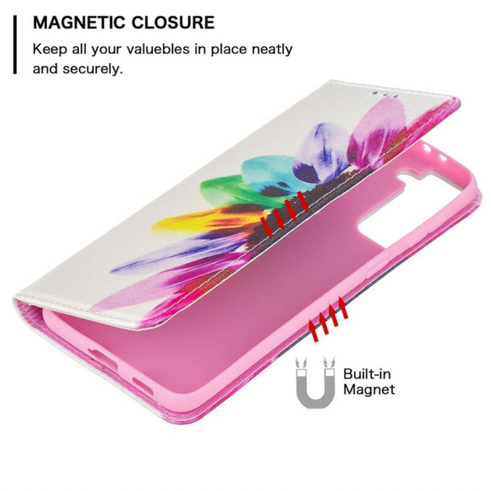 Bescherming Hoesje voor Samsung Galaxy S21 Plus 5G Folio-hoesje Aquarel Bloem