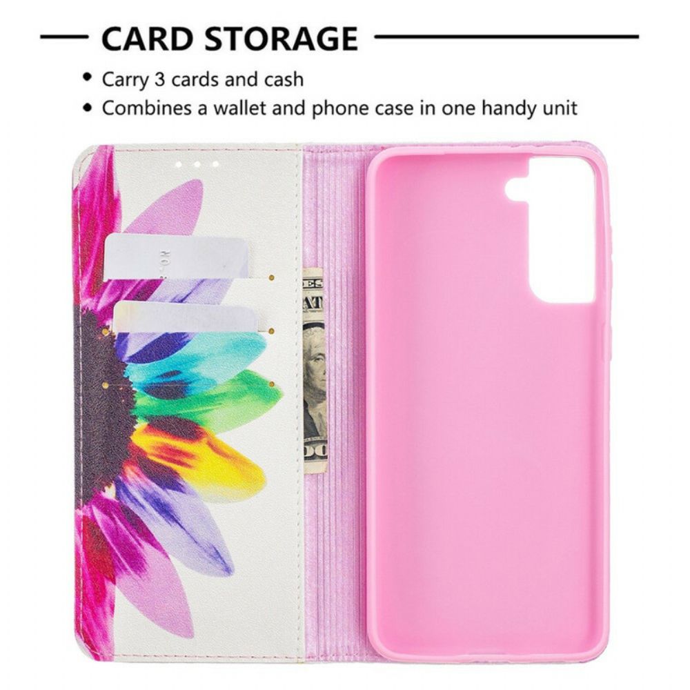 Bescherming Hoesje voor Samsung Galaxy S21 Plus 5G Folio-hoesje Aquarel Bloem