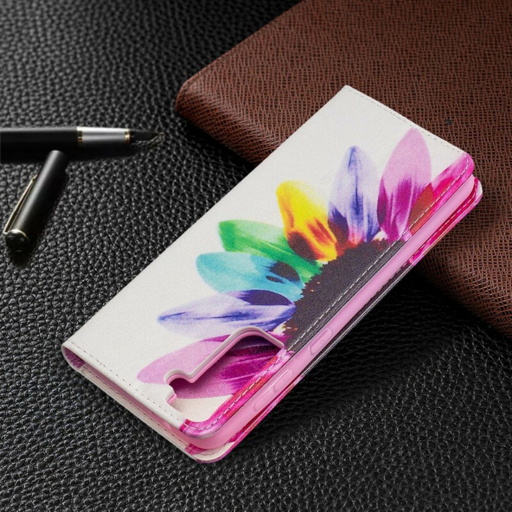 Bescherming Hoesje voor Samsung Galaxy S21 Plus 5G Folio-hoesje Aquarel Bloem