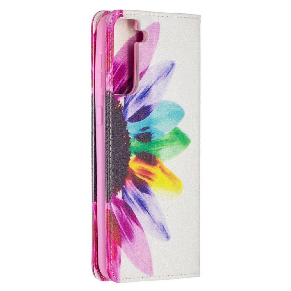 Bescherming Hoesje voor Samsung Galaxy S21 Plus 5G Folio-hoesje Aquarel Bloem