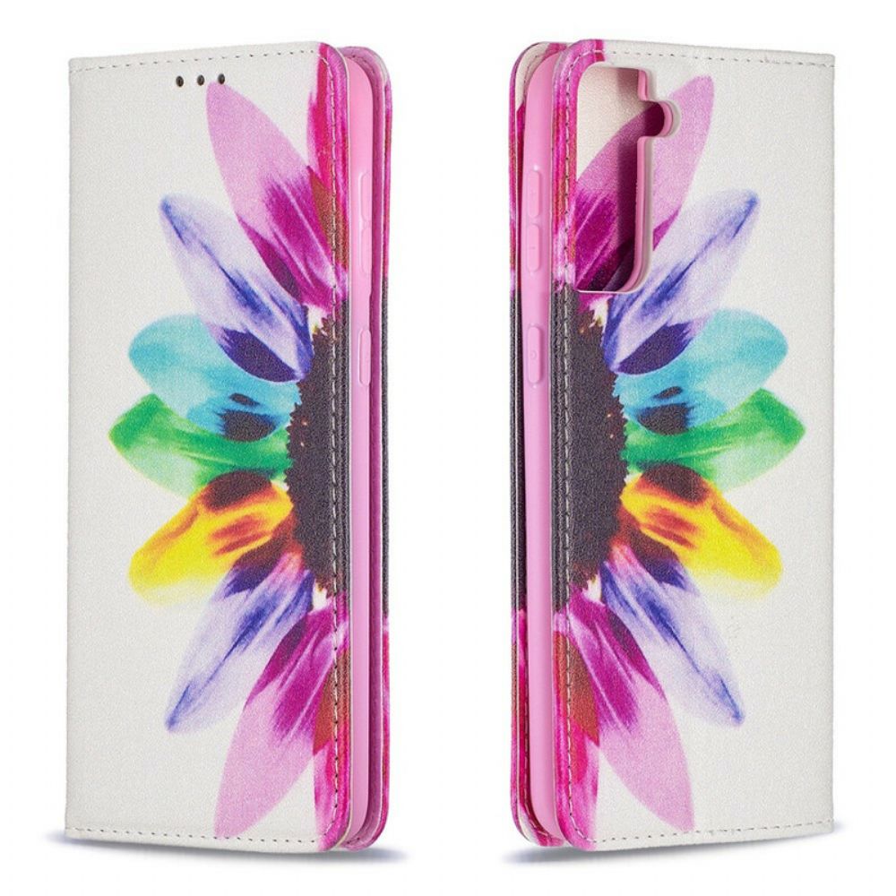 Bescherming Hoesje voor Samsung Galaxy S21 Plus 5G Folio-hoesje Aquarel Bloem
