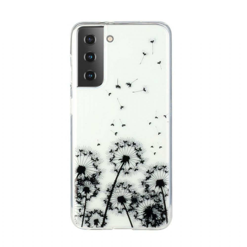 Hoesje voor Samsung Galaxy S21 Plus 5G Transparante Zwarte Paardebloemen