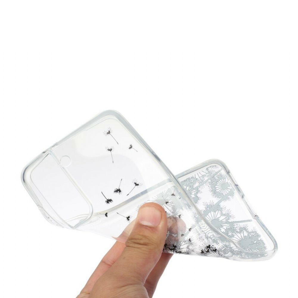 Hoesje voor Samsung Galaxy S21 Plus 5G Transparante Zwarte Paardebloemen