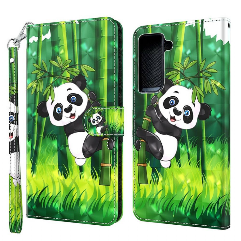 Leren Hoesje voor Samsung Galaxy S21 Plus 5G Panda En Bamboe