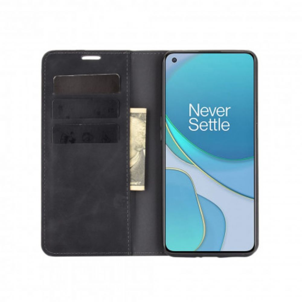Bescherming Hoesje voor OnePlus 9 Folio-hoesje Zijdezacht Leereffect