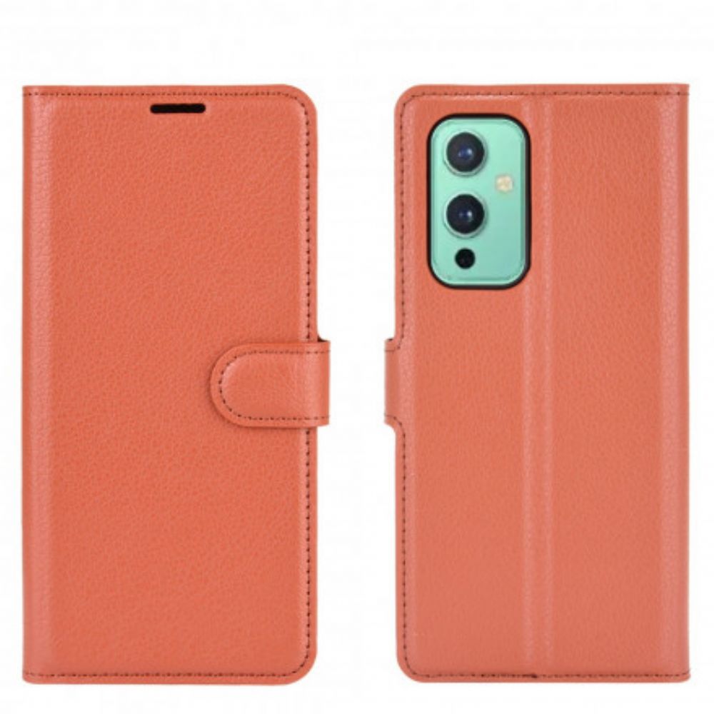 Folio-hoesje voor OnePlus 9 Klassieke Litchi-leerstijl