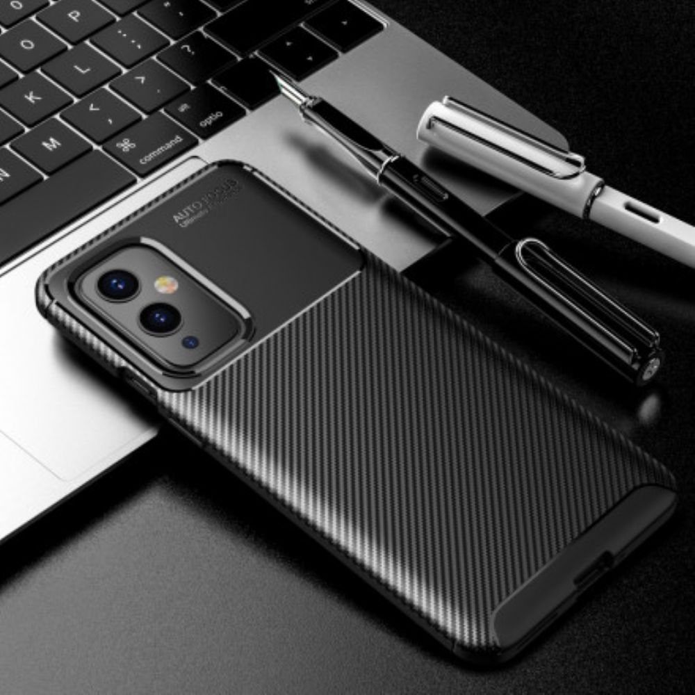 Hoesje voor OnePlus 9 Flexibele Koolstofvezeltextuur