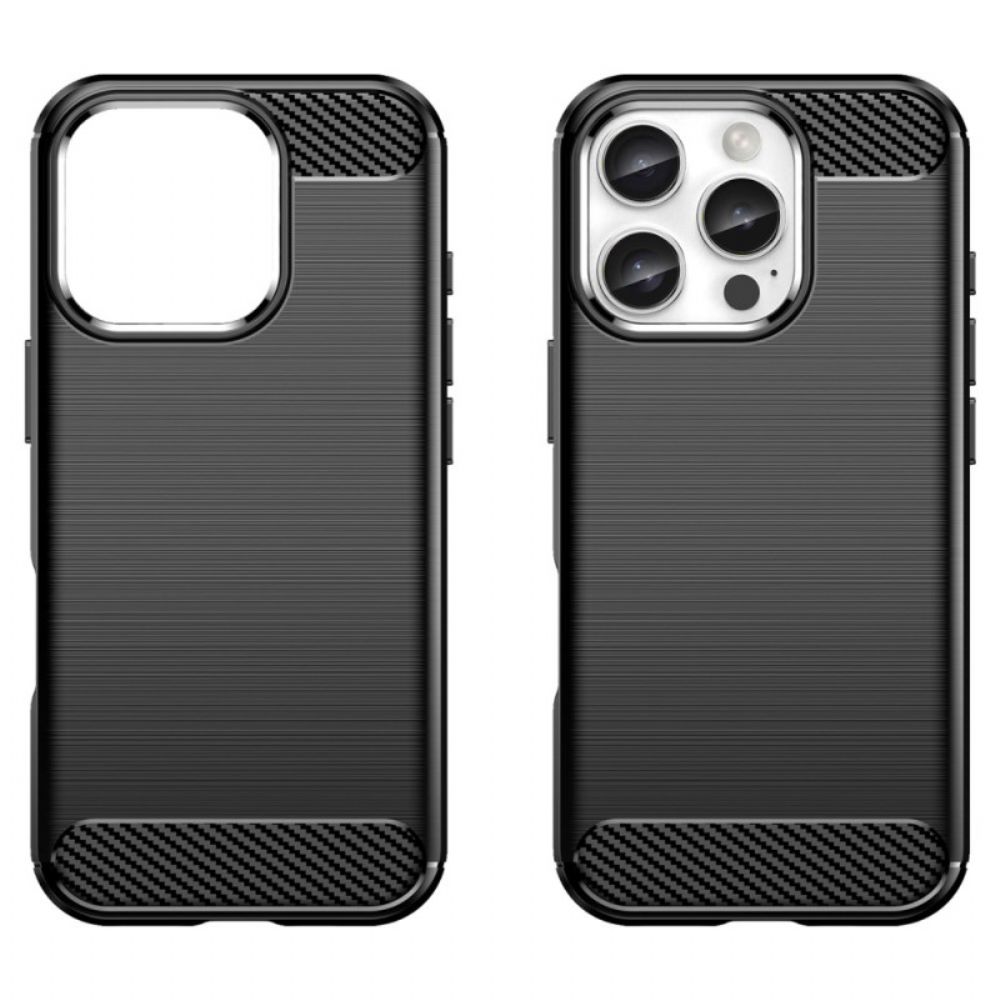 Case Hoesje iPhone 16 Pro Telefoonhoesje Geborstelde Koolstofvezel