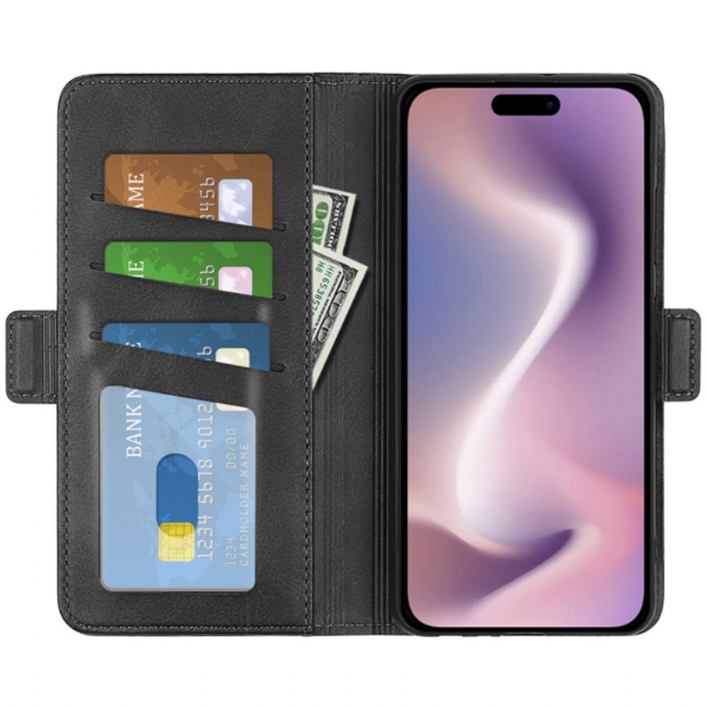 Flip Case Leren iPhone 16 Pro Dubbele Sluiting
