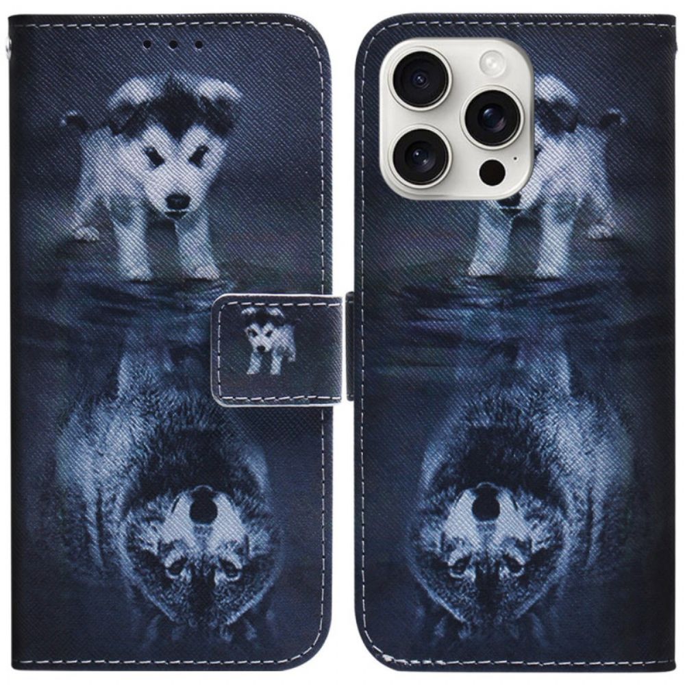 Leren Hoesje iPhone 16 Pro Puppydroom Bescherming Hoesje
