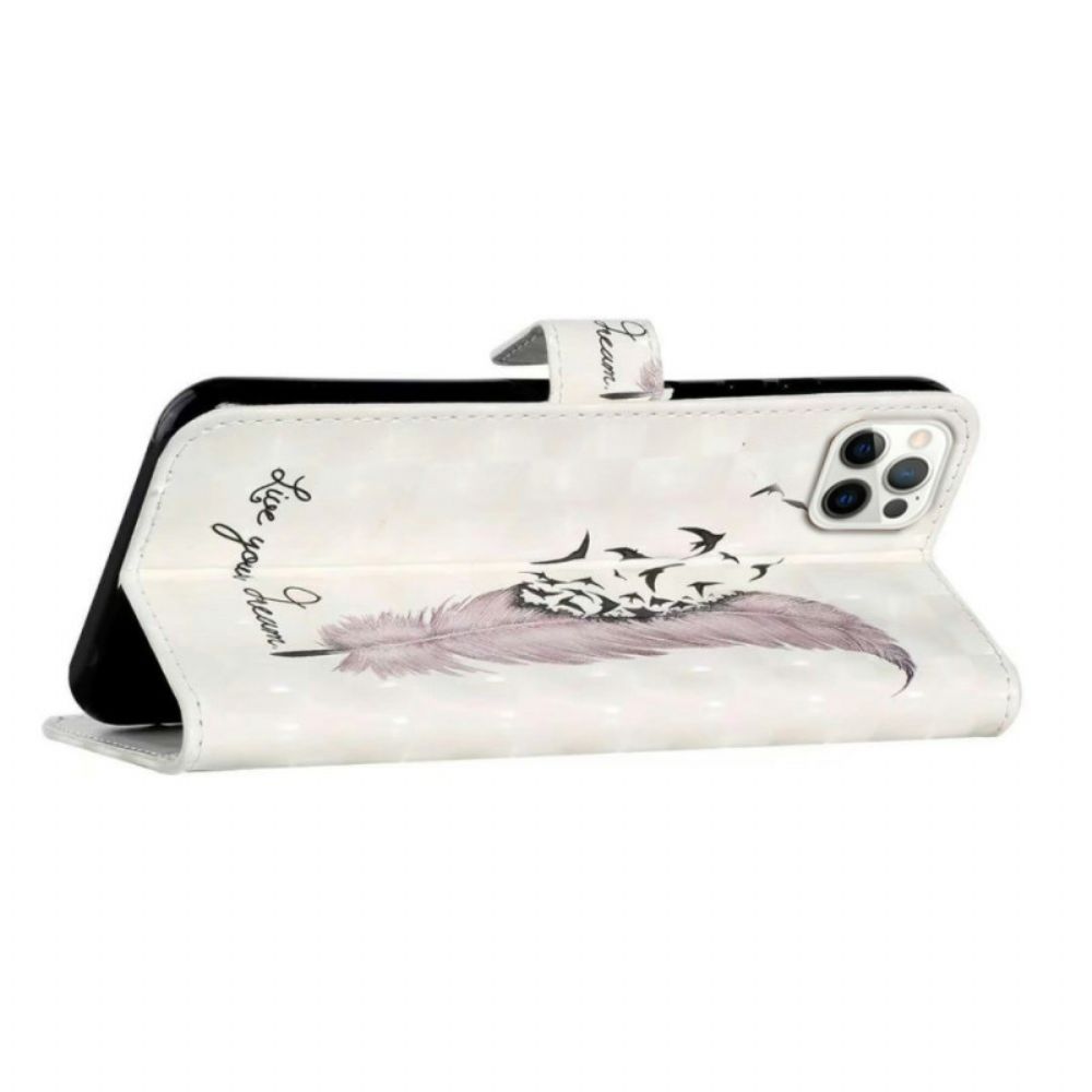 Leren Hoesje Voor iPhone 16 Pro Vintage Veer