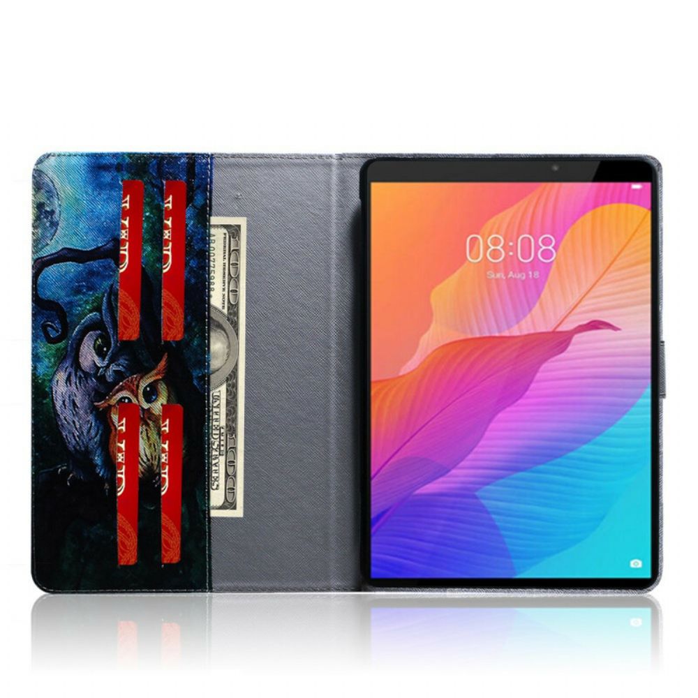 Leren Hoesje voor Huawei MatePad T 8 Uil Schilderij