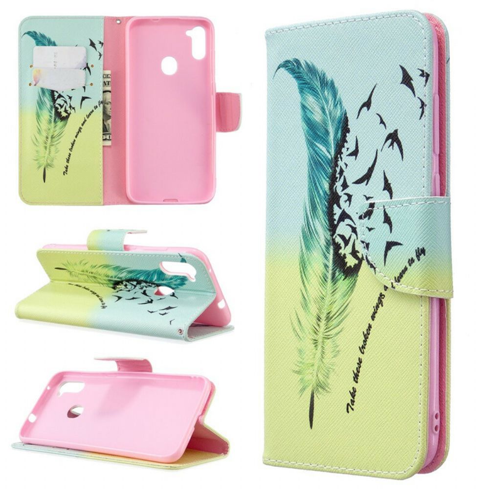 Folio-hoesje voor Samsung Galaxy M11 Leren Vliegen
