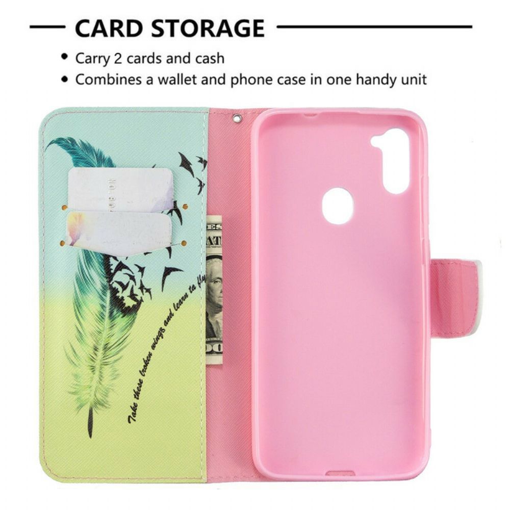 Folio-hoesje voor Samsung Galaxy M11 Leren Vliegen