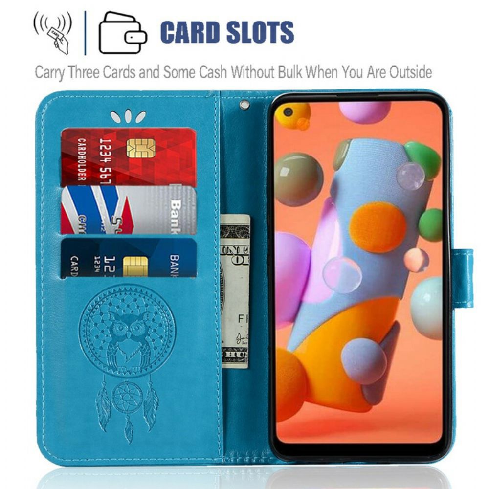 Leren Hoesje voor Samsung Galaxy M11 Lederen Effect Dromenvanger Uil