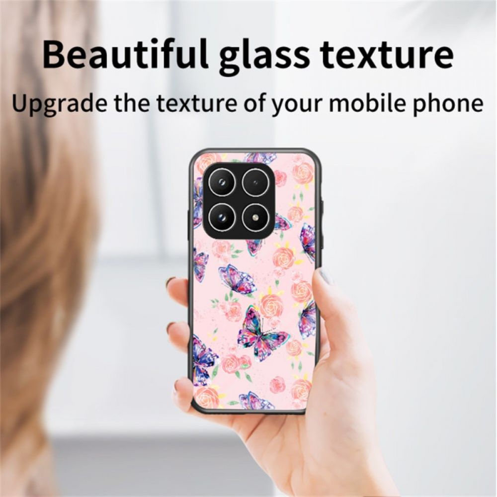 Cover Hoesje Xiaomi 17 Telefoonhoesje Gehard Glas Met Vlinderpatroon