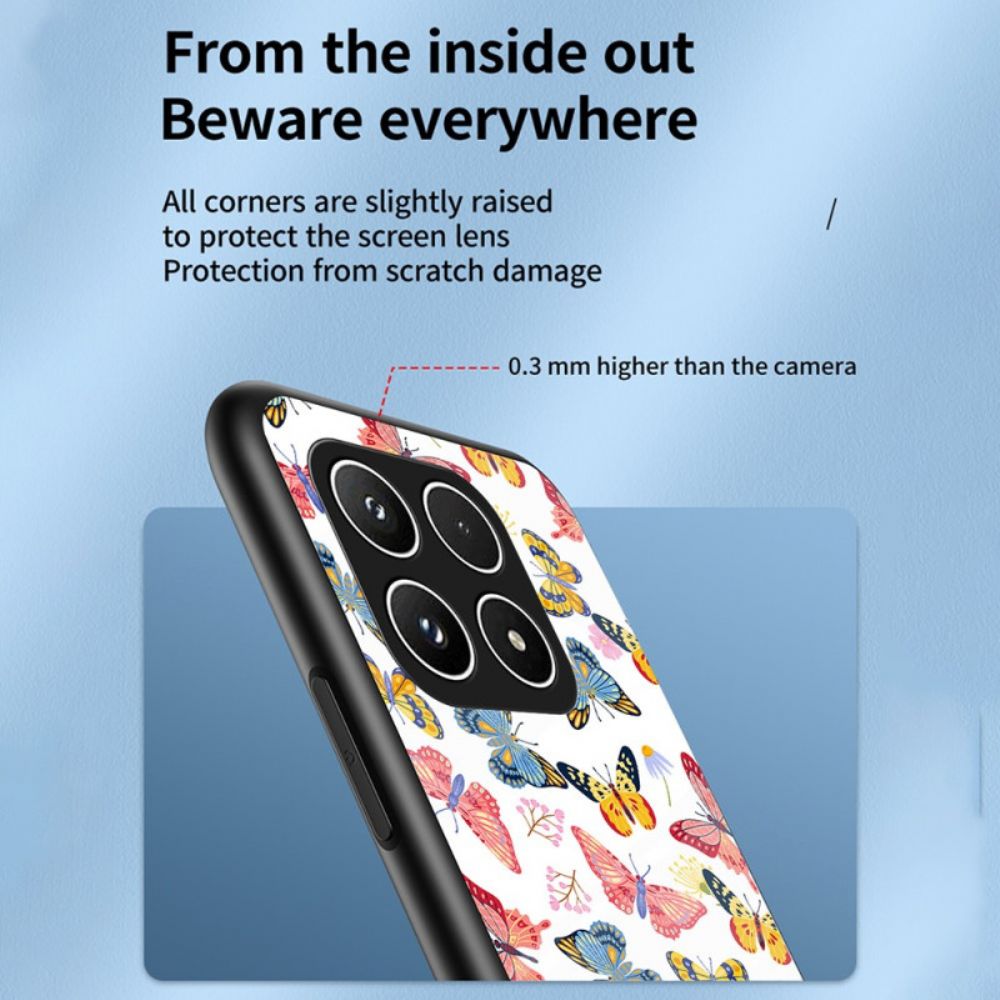 Cover Hoesje Xiaomi 17 Telefoonhoesje Gehard Glas Met Vlinderpatroon