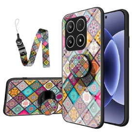 Cover Hoesje Xiaomi 17 Telefoonhoesje Patchwork Standaard Met Riem