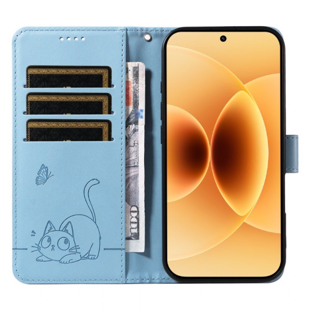 Flip Case Leren Xiaomi 17 Grafische Kattenband