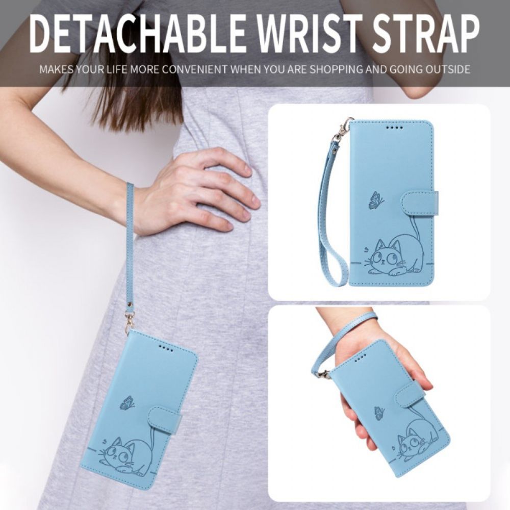 Flip Case Leren Xiaomi 17 Grafische Kattenband