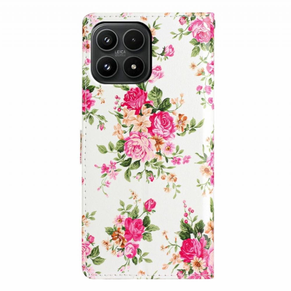 Folio-hoesje Xiaomi 17 Roze Bloemenpatroon