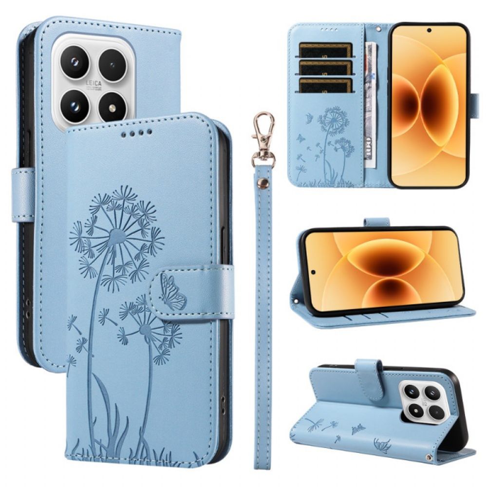 Folio-hoesje Xiaomi 17 Telefoonhoesje Bandje Met Paardenbloemdesign
