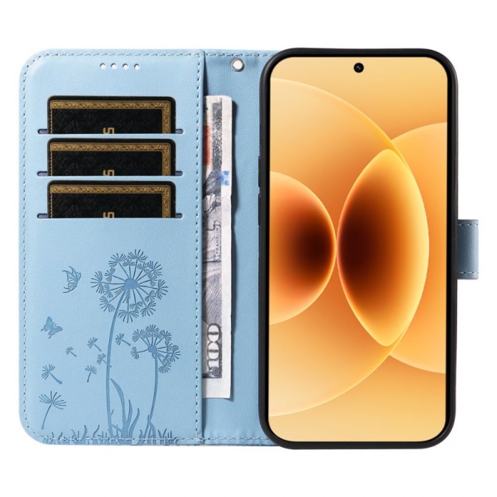 Folio-hoesje Xiaomi 17 Telefoonhoesje Bandje Met Paardenbloemdesign