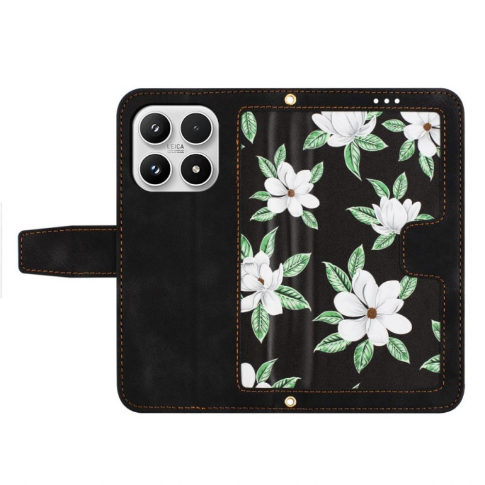 Folio-hoesje Xiaomi 17 Telefoonhoesje Kaarthouder En Bloemenpatroon
