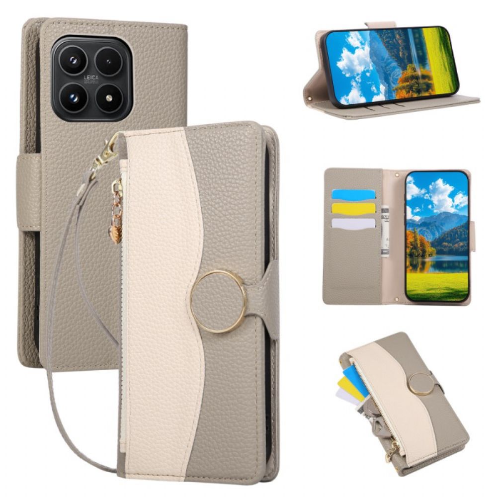 Folio-hoesje Xiaomi 17 Tweekleurige Portemonnee Met Polsbandje