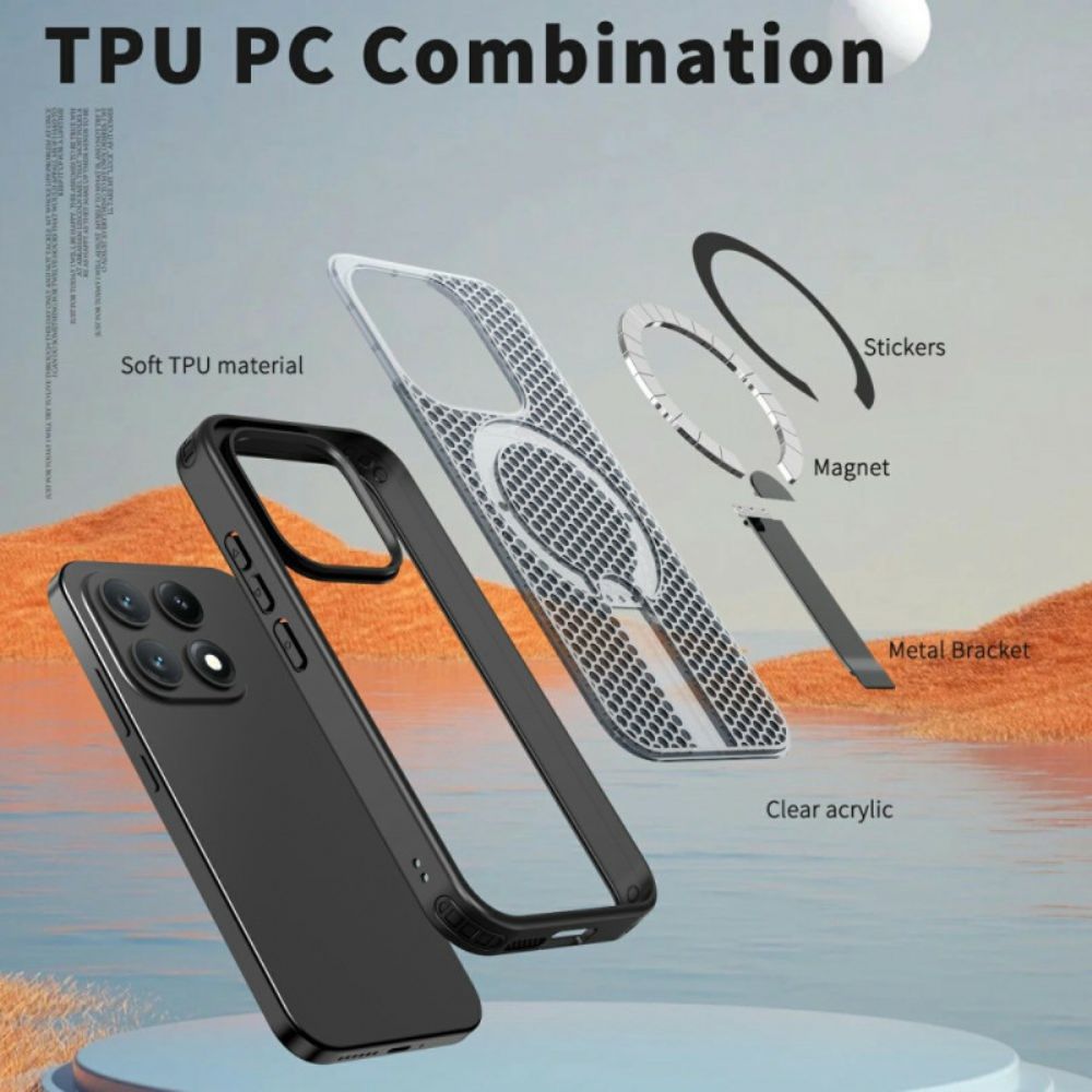 Hoesje Xiaomi 17 Magnetische Rasterstructuur Met Standaard Bescherming Hoesje