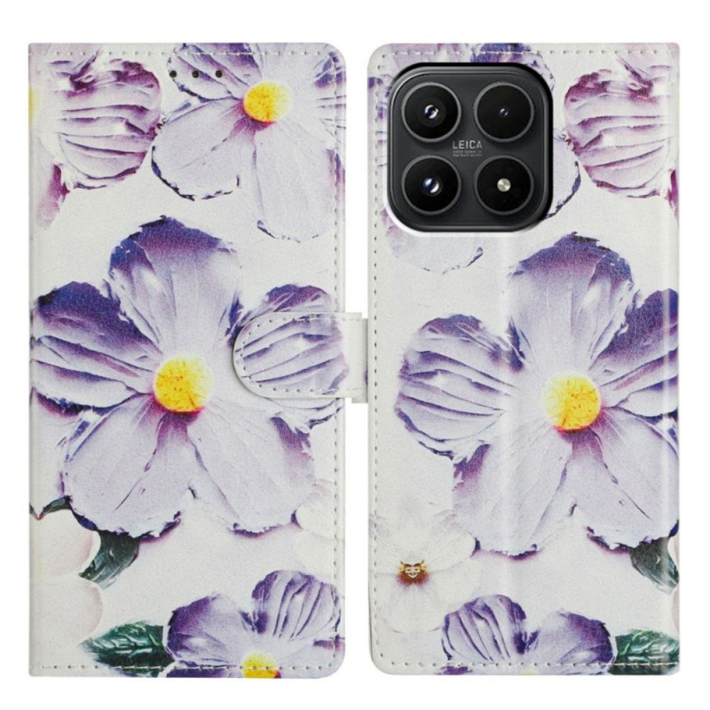 Leren Hoesje Voor Xiaomi 17 Paarse Bloemen